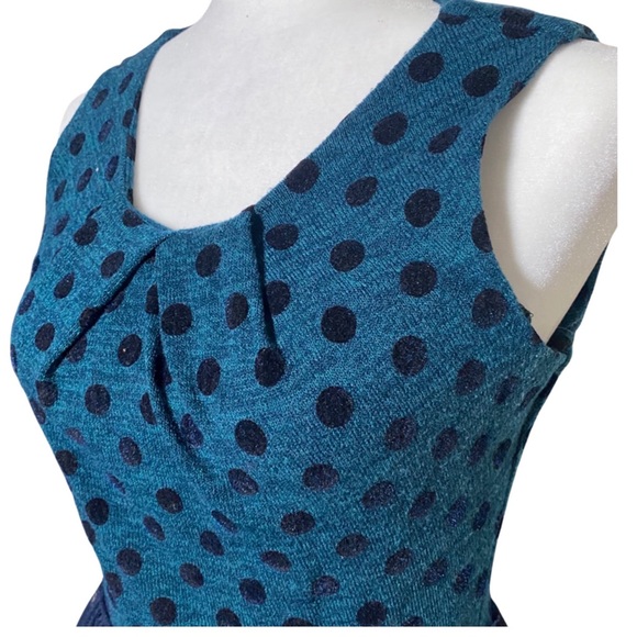 Anthropologie Weston Wear Polka Dot Tulle Dapper Dress Teal and Navy Sz Small - Picture 6 of 12